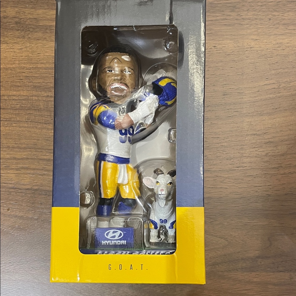 Aaron Donald Hyundai G.O.A.T. Bobblehead with Goat RAMS